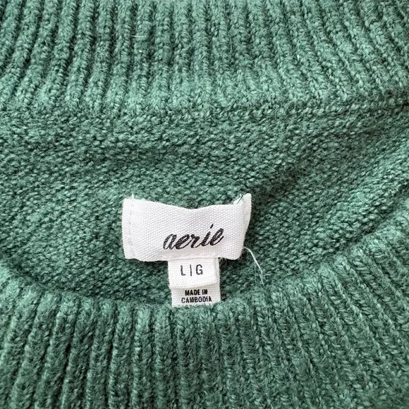 Aerie Softest Luxe Crew Sweater Green Striped - Picture 7 of 10